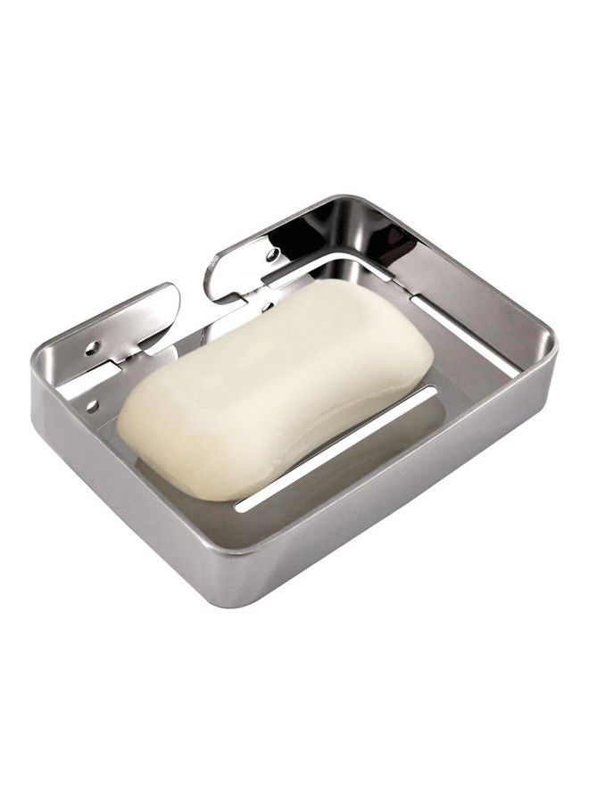 Stainless Steel Wall Mounted Drain Soap Dish Silver 13.3 X 9.5 X 2.3cm - Image 1