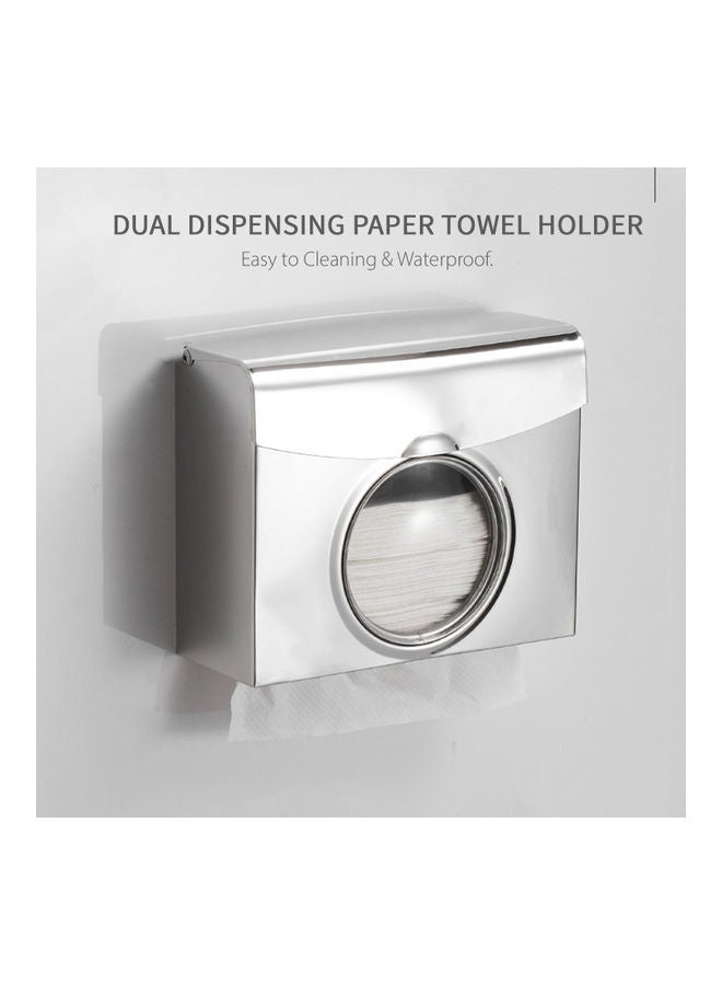 Generic - Wall Mounted Dual Dispensing Paper Towel Holder Silver 24 X 20 X 9.5cm - Image 1