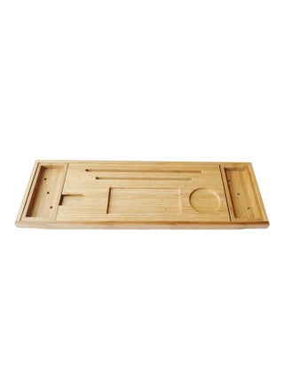 Extendable Bathtub Bamboo Caddy Tray Organizer Brown 8.66 X 27.55 X 1.18inch - v1628830144/N50062215A_1