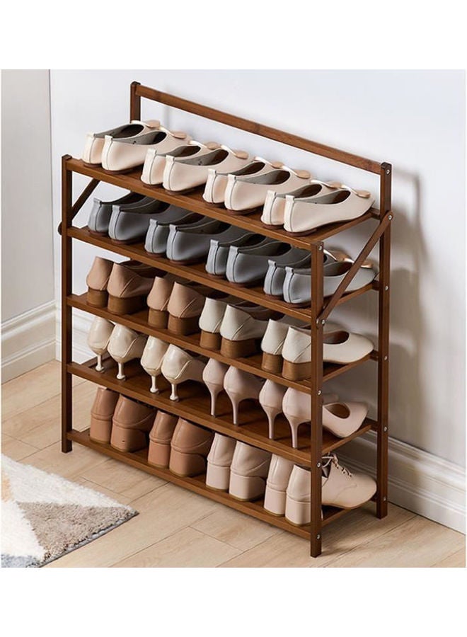 LINGWEI 5 Tier Foldable Shoe Rack Brown - Image 2