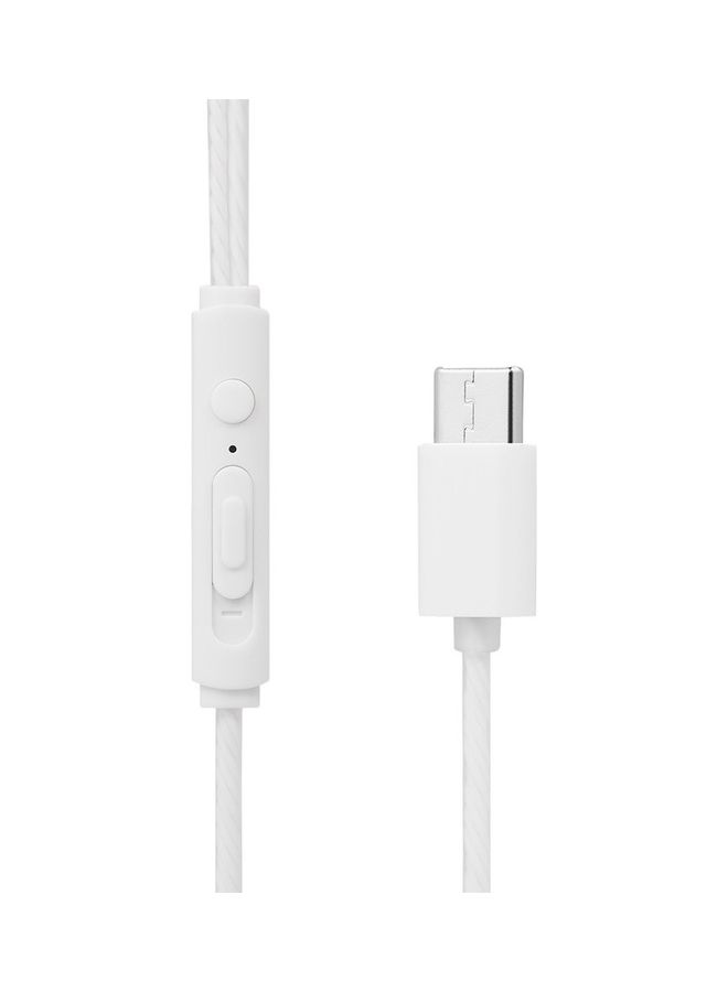 سماعة أذن داخلية سلكية محمولة بمنفذ USB Type-C مزودة بميكروفون أرجواني/ أبيض - Image 4