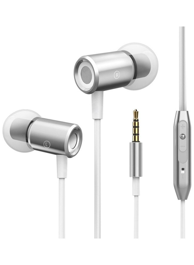 Generic Type-C Wired In-Ear Earphones With Microphone White/Silver  - Image 1