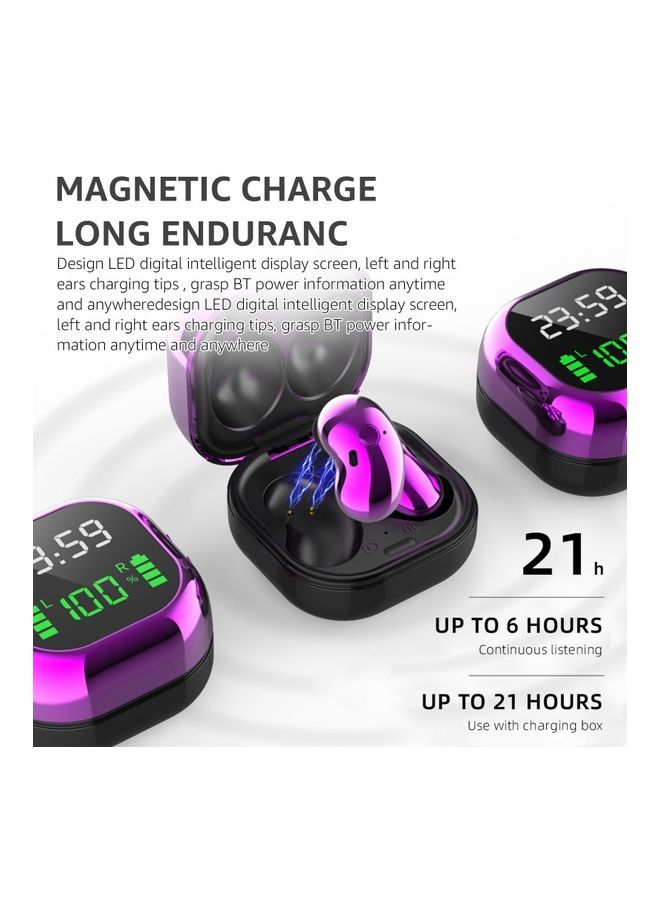 Generic - S6 TWS Wireless Earphones With Mic Power Digital Display Purple/Black - Image 1