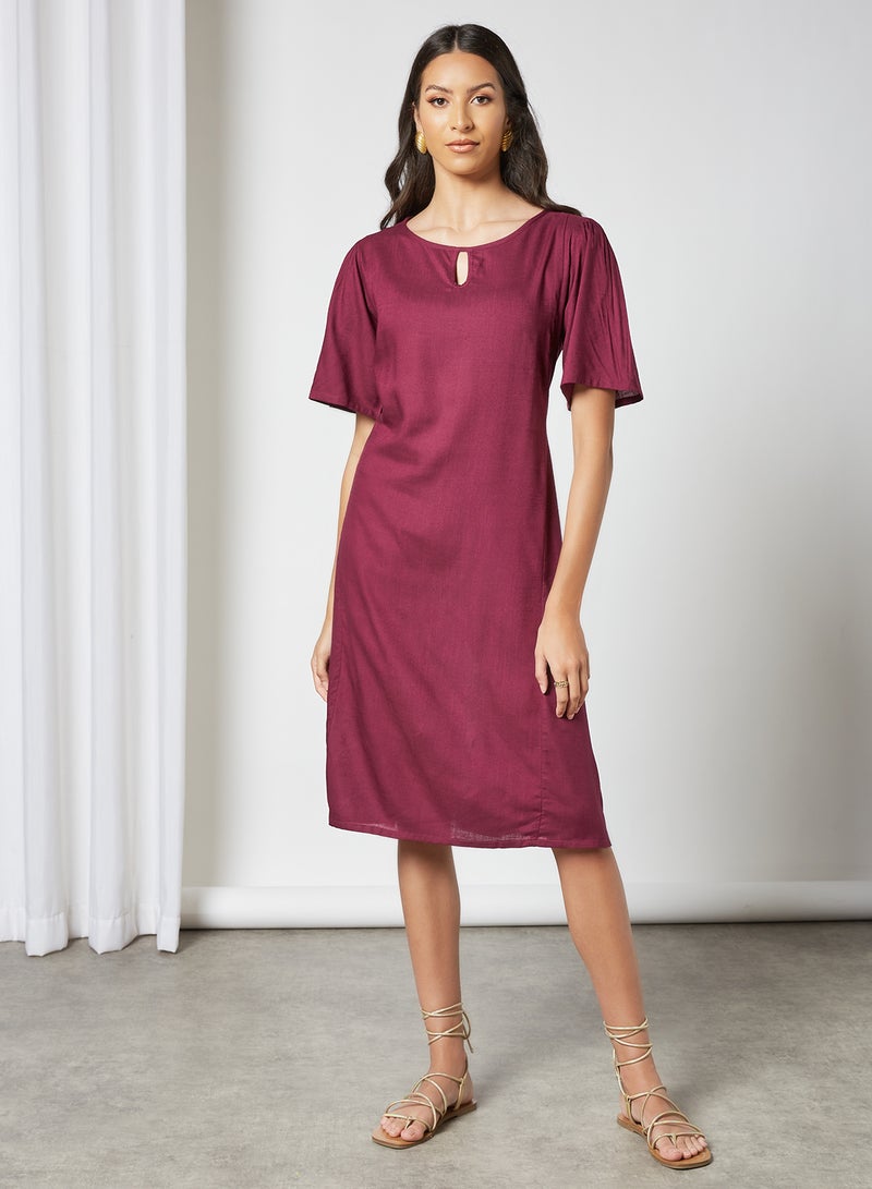 Aila - Stylish Midi Dress Dark Red - Image 1