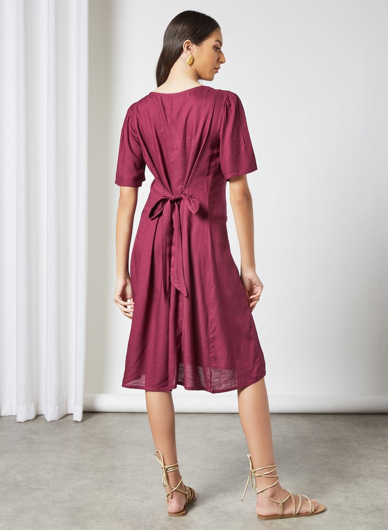 Aila - Stylish Midi Dress Dark Red - Image 1