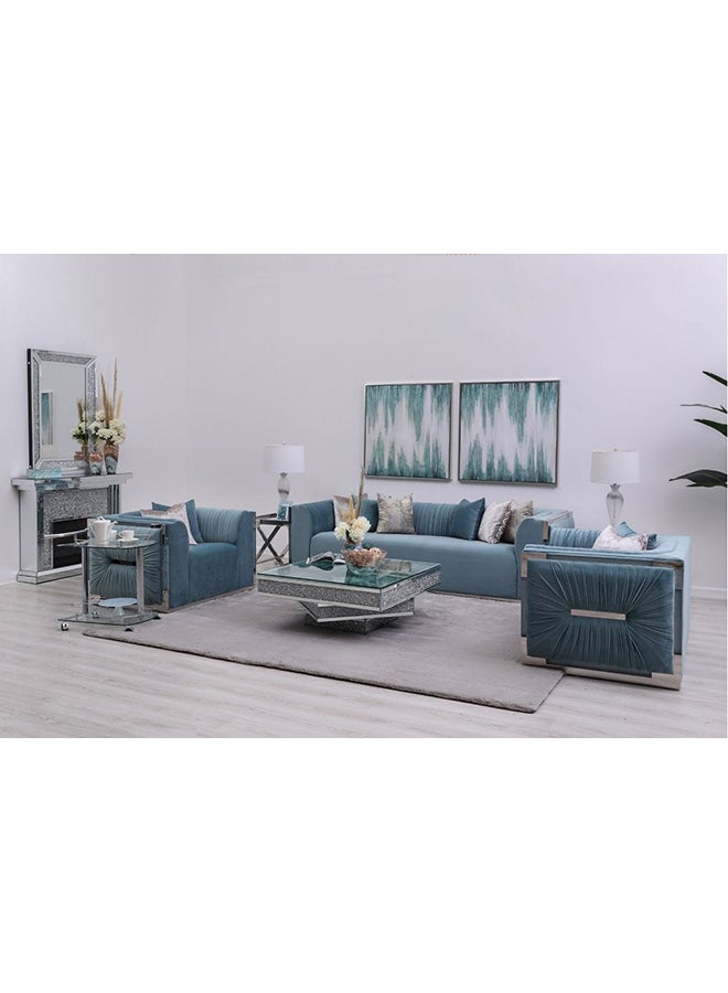 PAN emirates - 3-Seater Luxurious Chesterfield Traditional Tufted Track Arm Tapered Legs Designed Velvet Fabric Soft Cushioning Granatum Sofa Green 257x95x75cm - Image 1