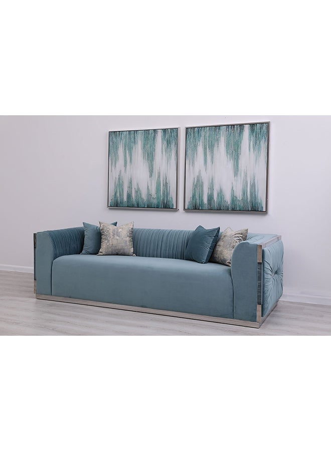 PAN emirates - 3-Seater Luxurious Chesterfield Traditional Tufted Track Arm Tapered Legs Designed Velvet Fabric Soft Cushioning Granatum Sofa Green 257x95x75cm - Image 1