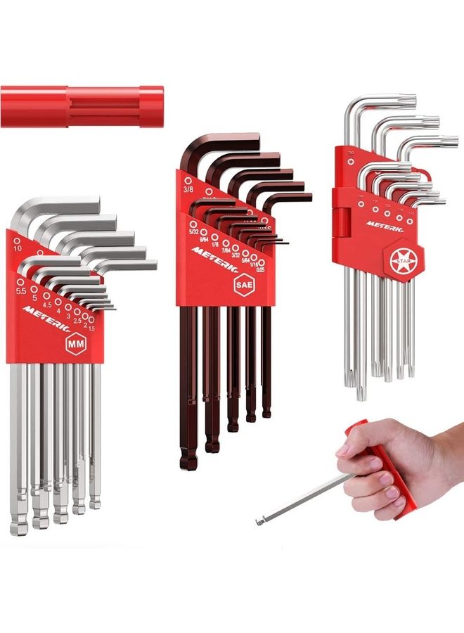 Meterk - 35-Piece Allen Wrench Kit Silver/Brown - Image 1