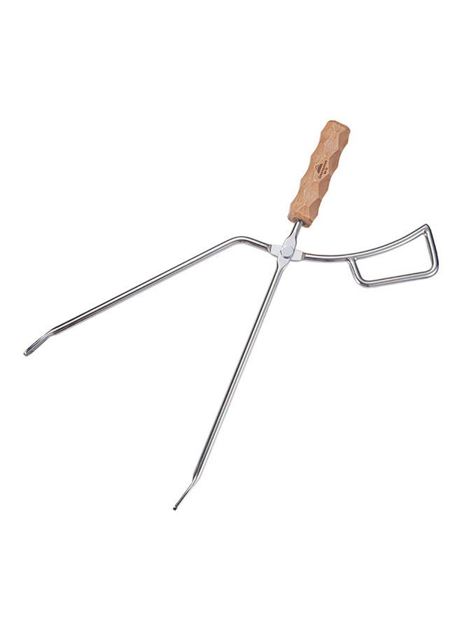 Campingmoon Camping Stainless Steel Wood Grabber BBQ Clamp 41.5x11.5cm - Image 1