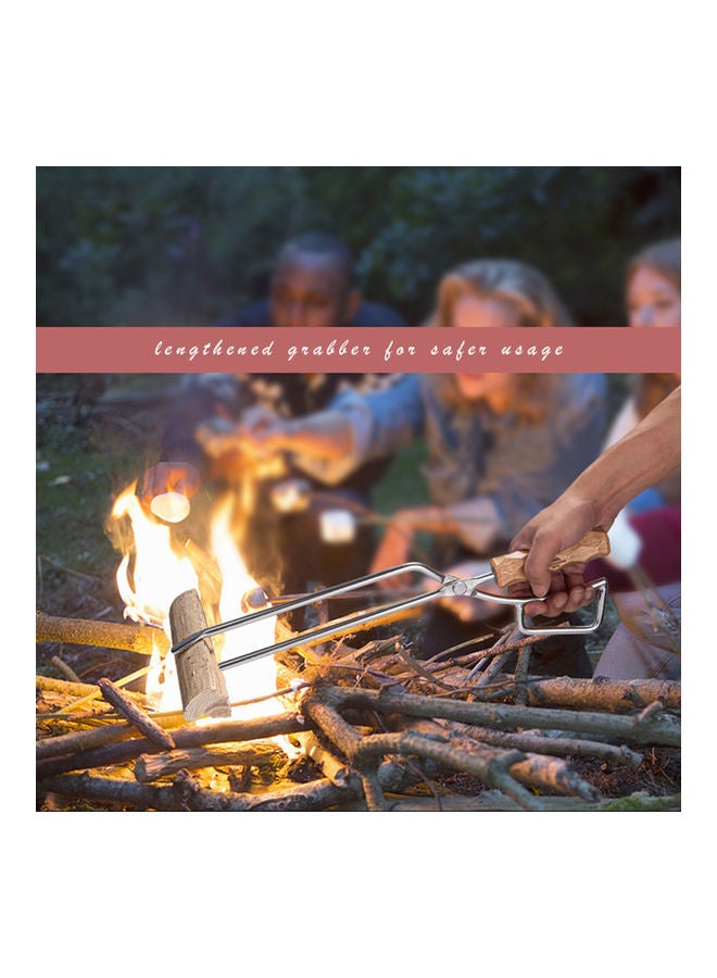 Campingmoon Camping Stainless Steel Wood Grabber BBQ Clamp 41.5x11.5cm - Image 2