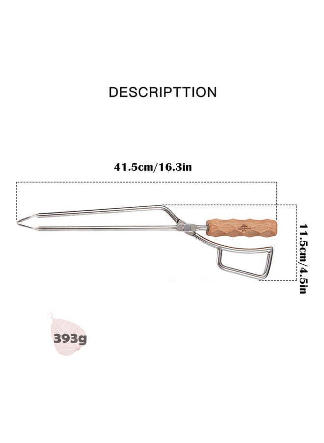 Campingmoon Camping Stainless Steel Wood Grabber BBQ Clamp 41.5x11.5cm - Image 3