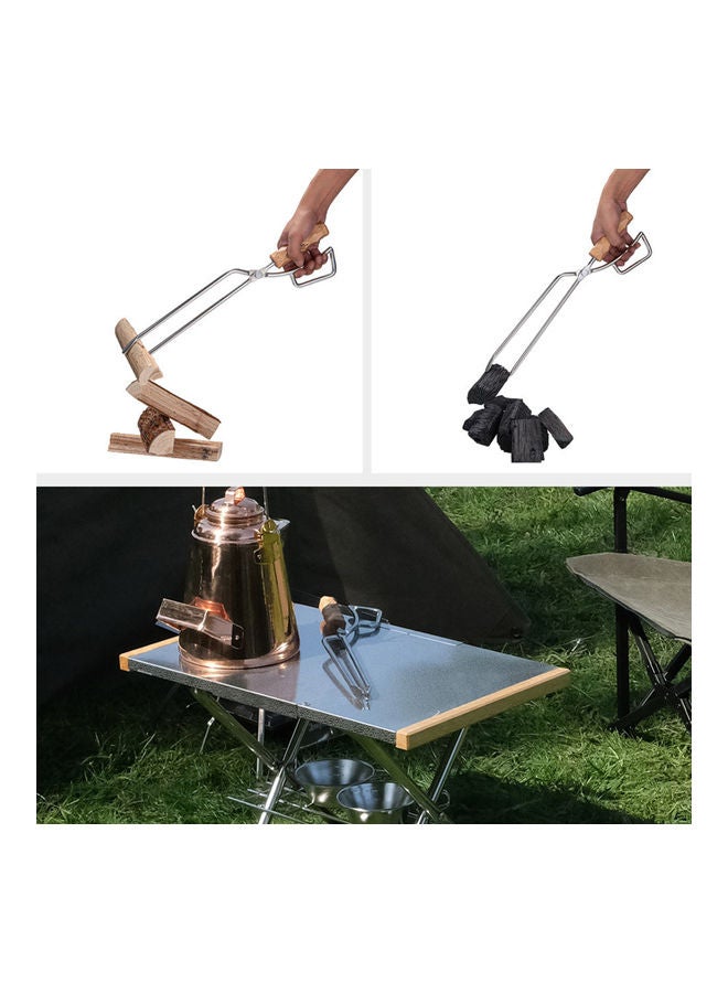 Campingmoon Camping Stainless Steel Wood Grabber BBQ Clamp 41.5x11.5cm - Image 4