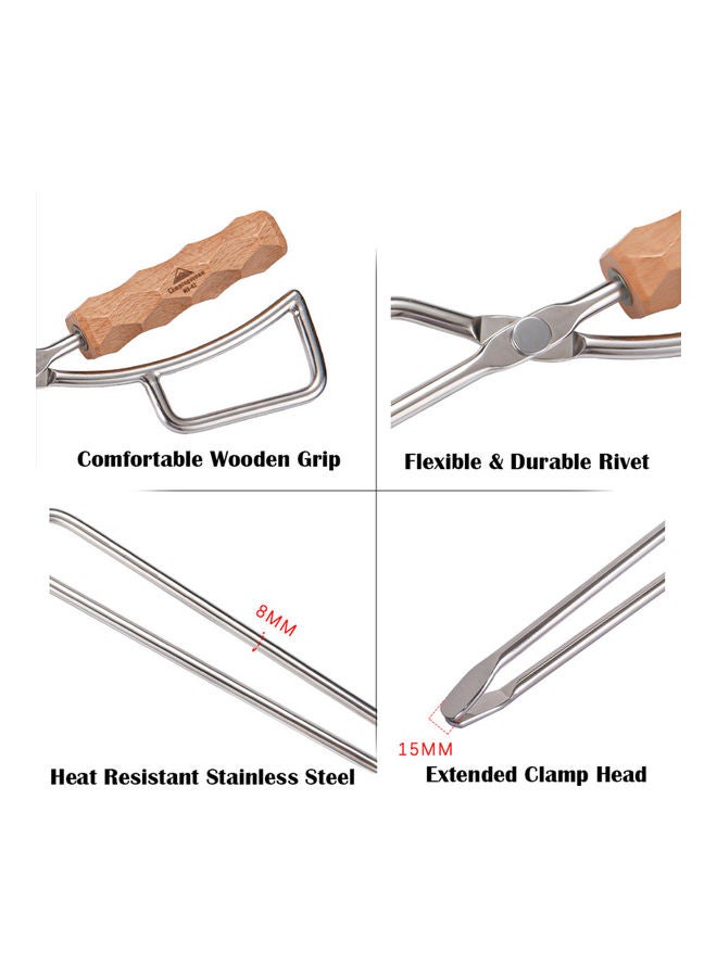 Campingmoon Camping Stainless Steel Wood Grabber BBQ Clamp 41.5x11.5cm - Image 5