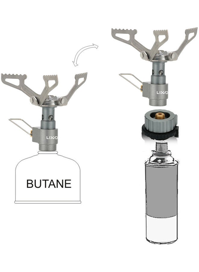 LIXADA - 3-Piece Titanium Alloy Gas Stove Set Stove(8.5x6), Refill Adapter(1.7x0.8), Gas Convert Adapter(3.5x2.8) - Image 1