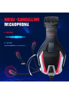 onikuma ONIKUMA K12 RED Gaming Headset | 7.1 Surround Sound | Noise Cancelling Microphone | PC / PS4-3 / XBOX / MOBILE  - Image 4