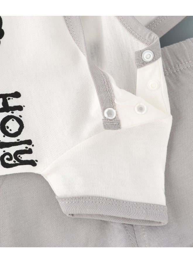 babyqlo Printed T-Shirt And Shorts Set Grey/White - Image 4