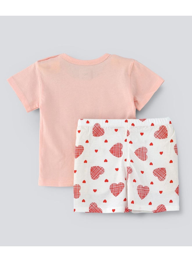babyqlo Printed T-Shirt And Shorts Set White/Pink - Image 2