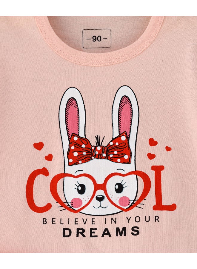 babyqlo Printed T-Shirt And Shorts Set White/Pink - Image 4
