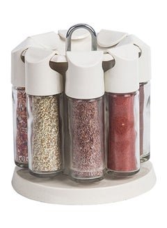 Arabest 8-Piece Rotating Spice Jar Set Clear/White 15.5x13cm  - Image 1