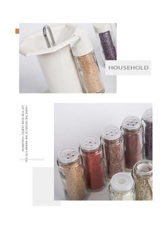 Arabest 8-Piece Rotating Spice Jar Set Clear/White 15.5x13cm  - Image 3