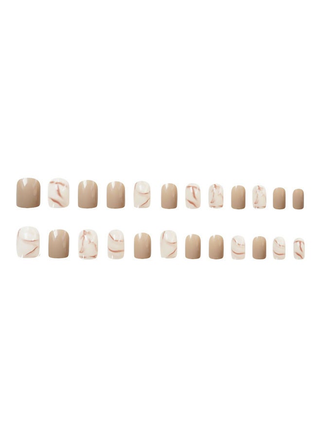 24-Piece Removable False Nail Set Brown/White - v1628927428/N50077695A_1