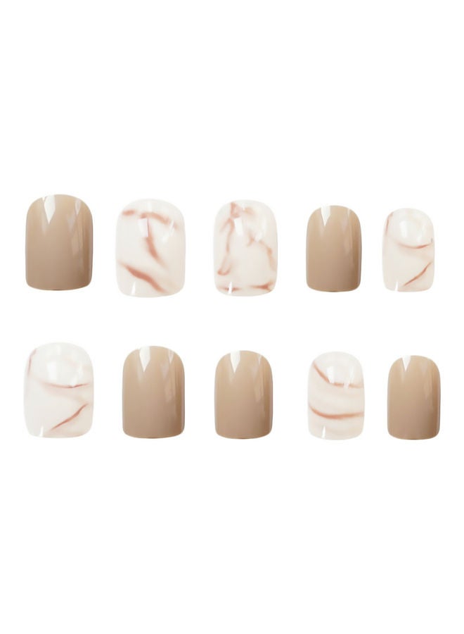 24-Piece Removable False Nail Set Brown/White - v1628927428/N50077695A_2