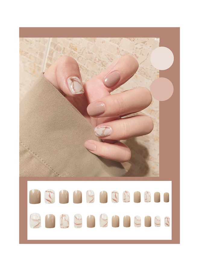 24-Piece Removable False Nail Set Brown/White - v1628927428/N50077695A_3