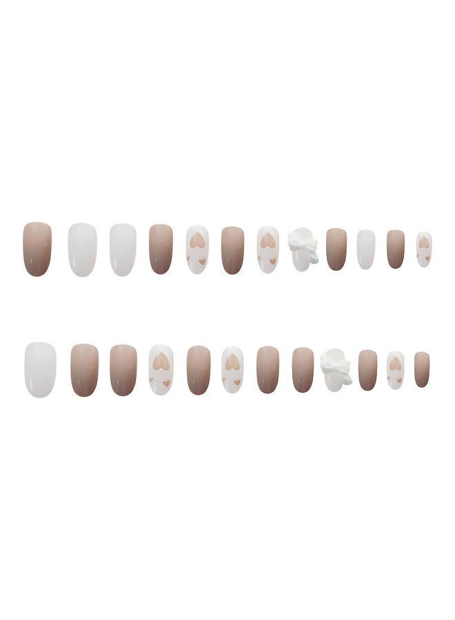 MissTiara - 24-Piece Removable False Nail Set White/Pink - Image 1
