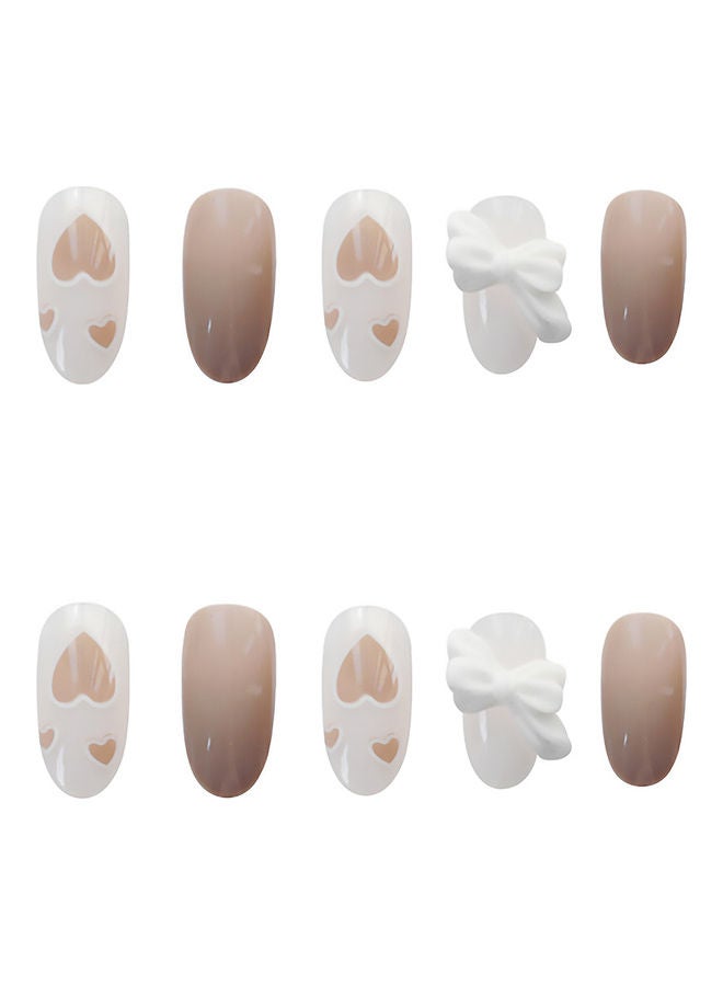 MissTiara - 24-Piece Removable False Nail Set White/Pink - Image 1
