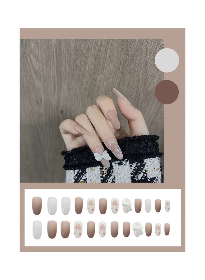 MissTiara - 24-Piece Removable False Nail Set White/Pink - Image 1