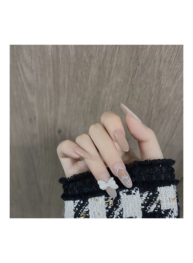 MissTiara - 24-Piece Removable False Nail Set White/Pink - Image 1