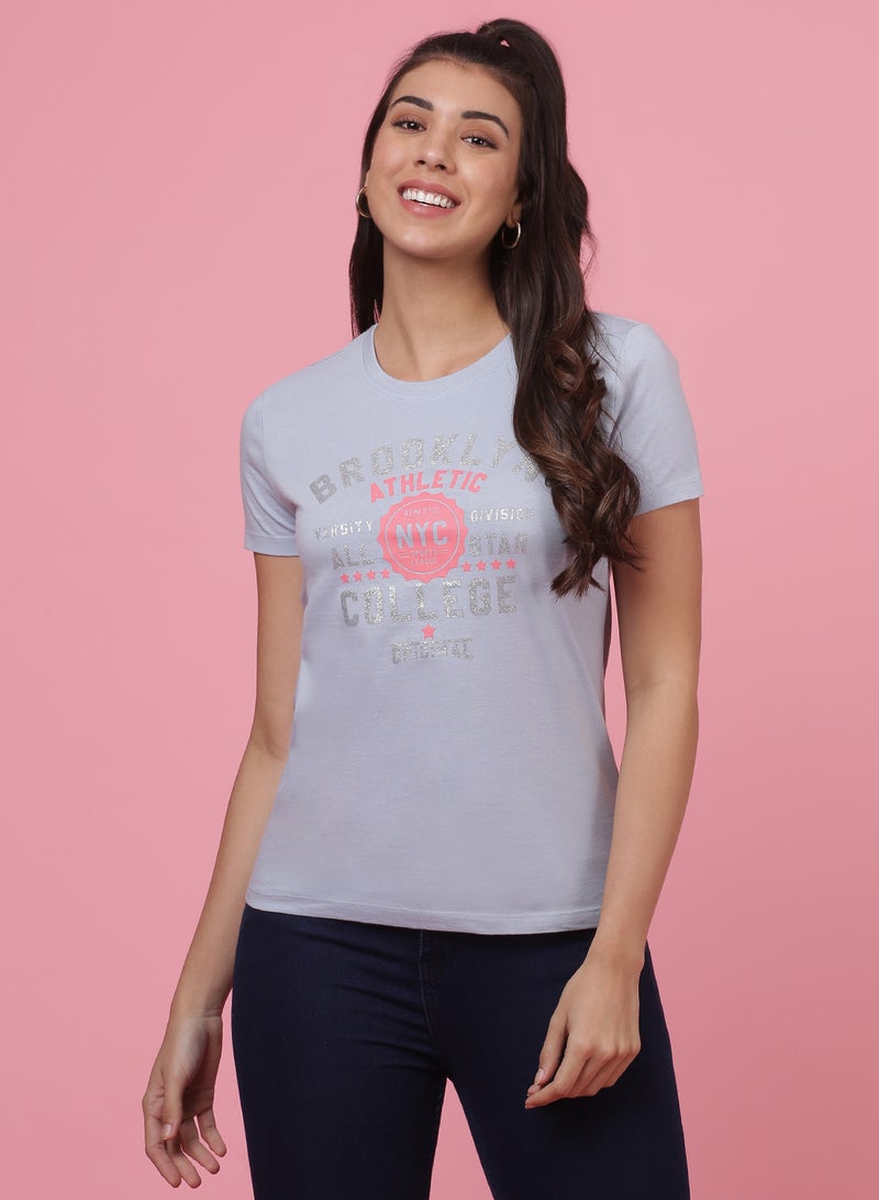 DRIP - Casual Comfortable Printed T-Shirt Blue Fog - Image 1