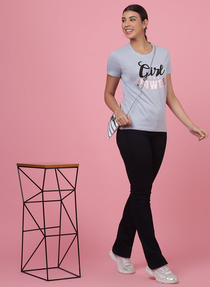 DRIP - Casual Comfortable Printed T-Shirt Blue Fog - Image 1
