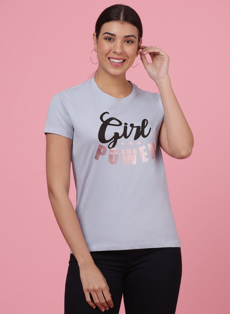 DRIP - Casual Comfortable Printed T-Shirt Blue Fog - Image 1