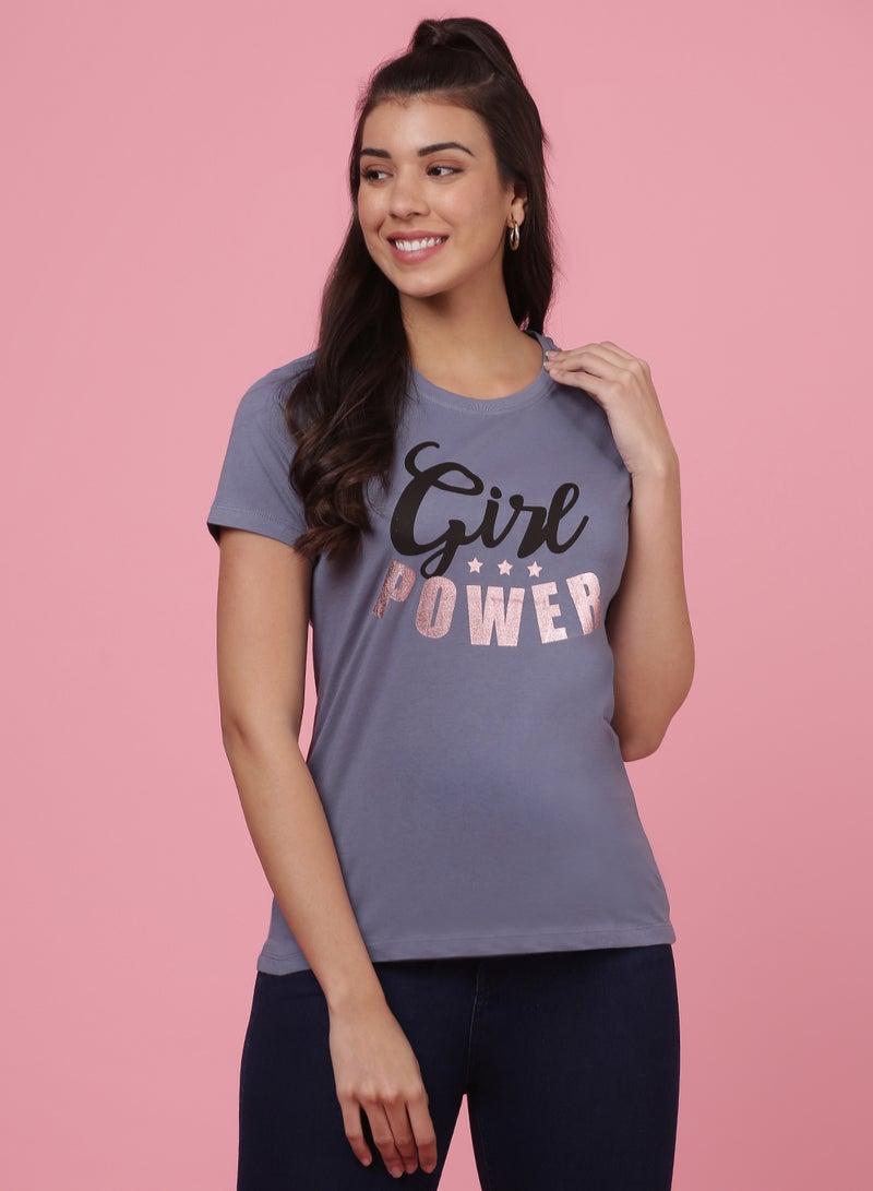 DRIP - Casual Comfortable Printed T-Shirt Folkstone Grey - Image 1