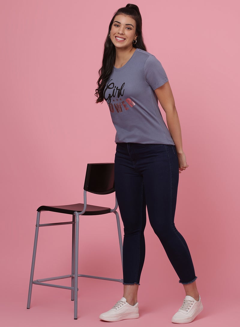 DRIP - Casual Comfortable Printed T-Shirt Folkstone Grey - Image 1