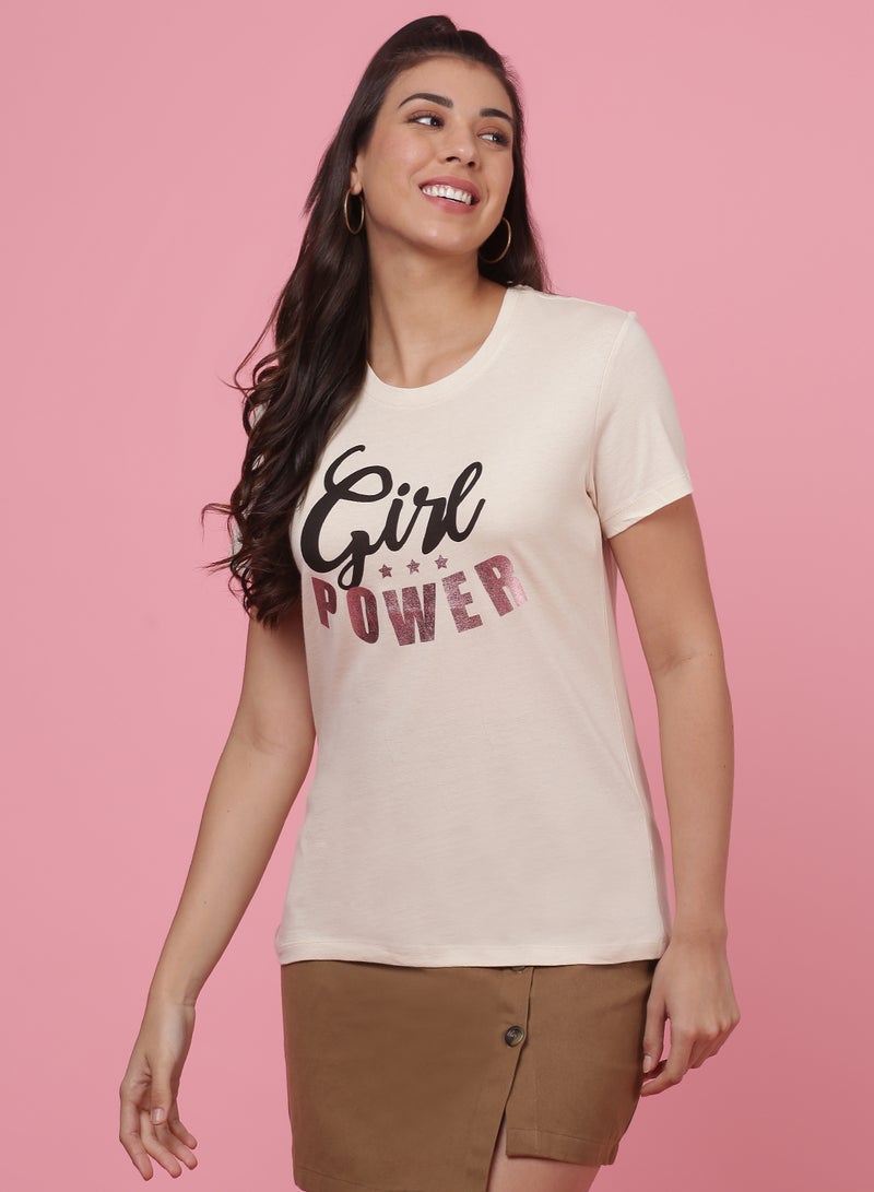 دريب تيشيرت كاجوال مريح مزين بطبعة تابيوكا - Image 1