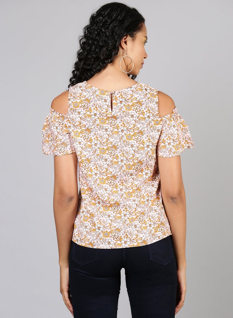 Aila Basic Casual Top beige multicolor  - Image 2