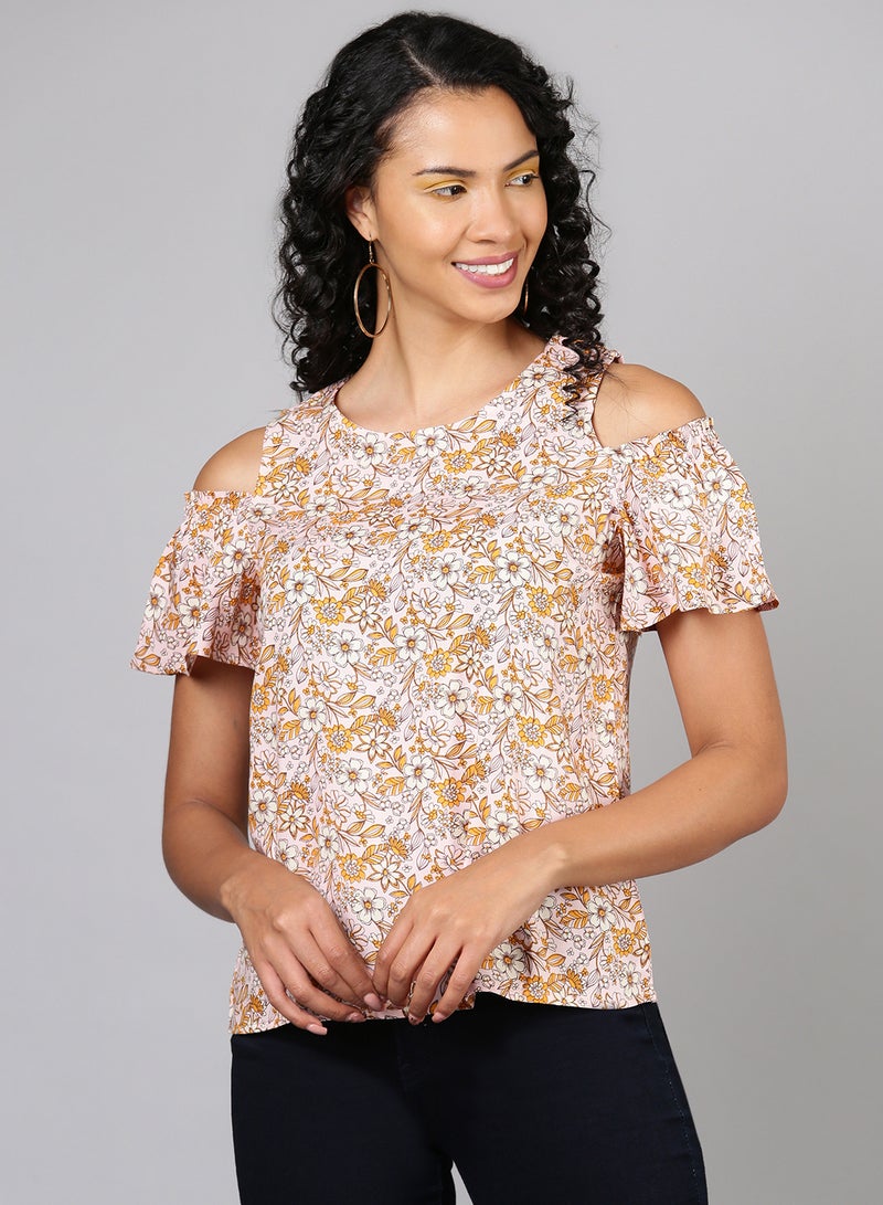 Aila Basic Casual Top beige multicolor  - Image 1
