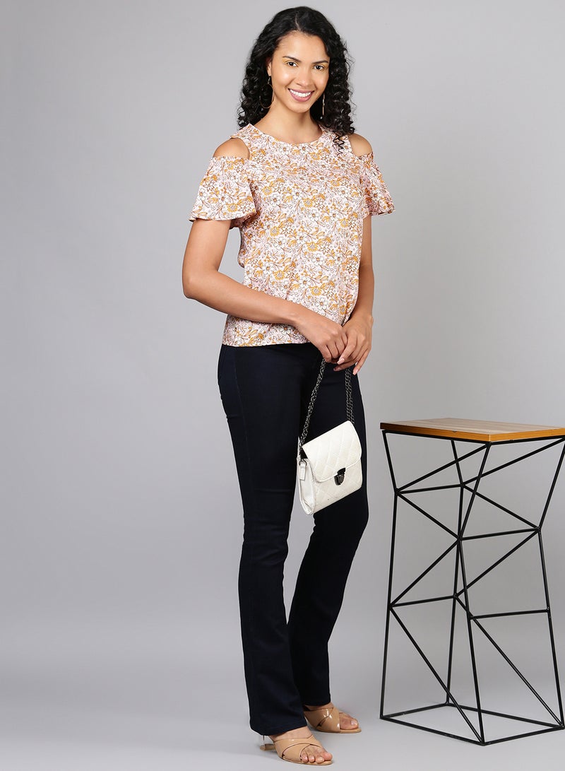 Aila Basic Casual Top beige multicolor  - Image 3