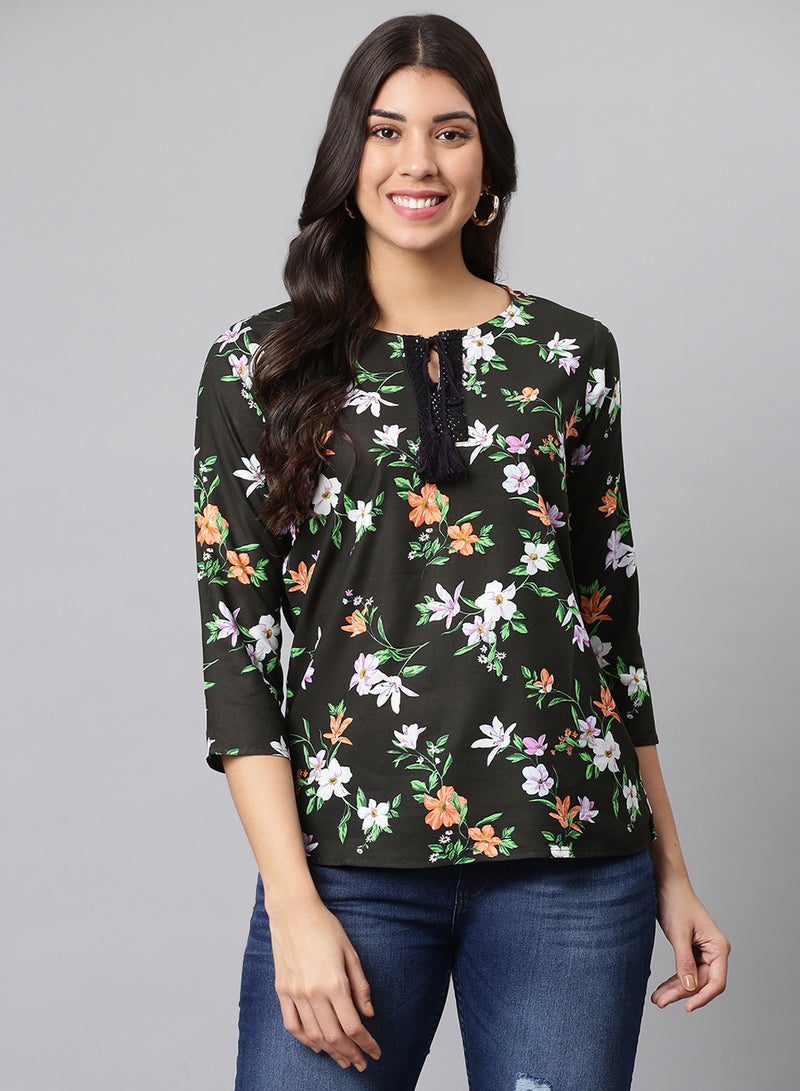 Aila - Basic Casual Top green multicolor - Image 1