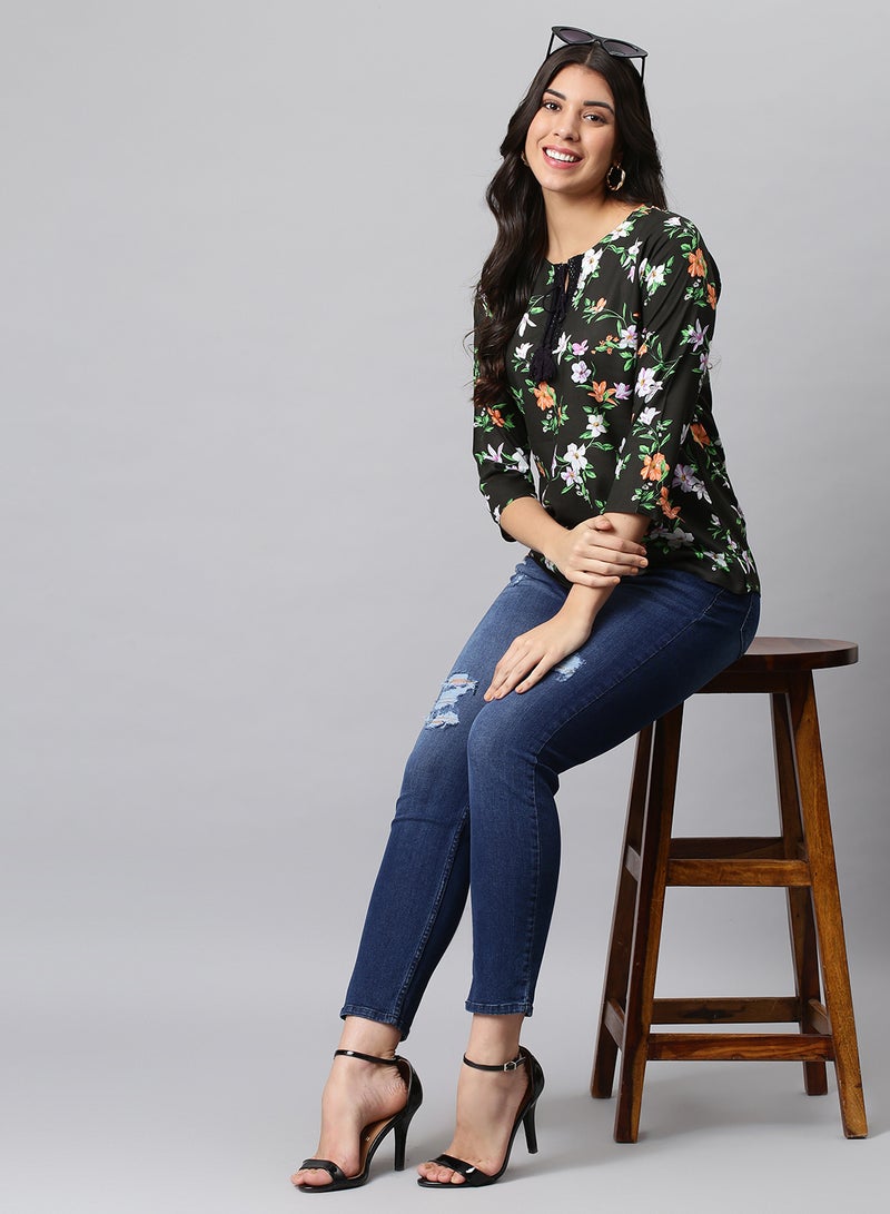 Aila - Basic Casual Top green multicolor - Image 1