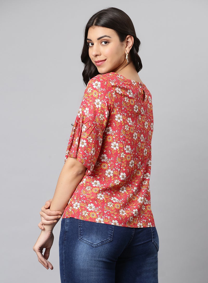 Aila Basic Casual Top Red  - Image 2