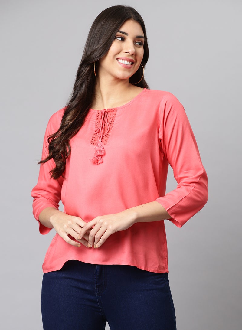 Aila Basic Casual Top Coral  - Image 1
