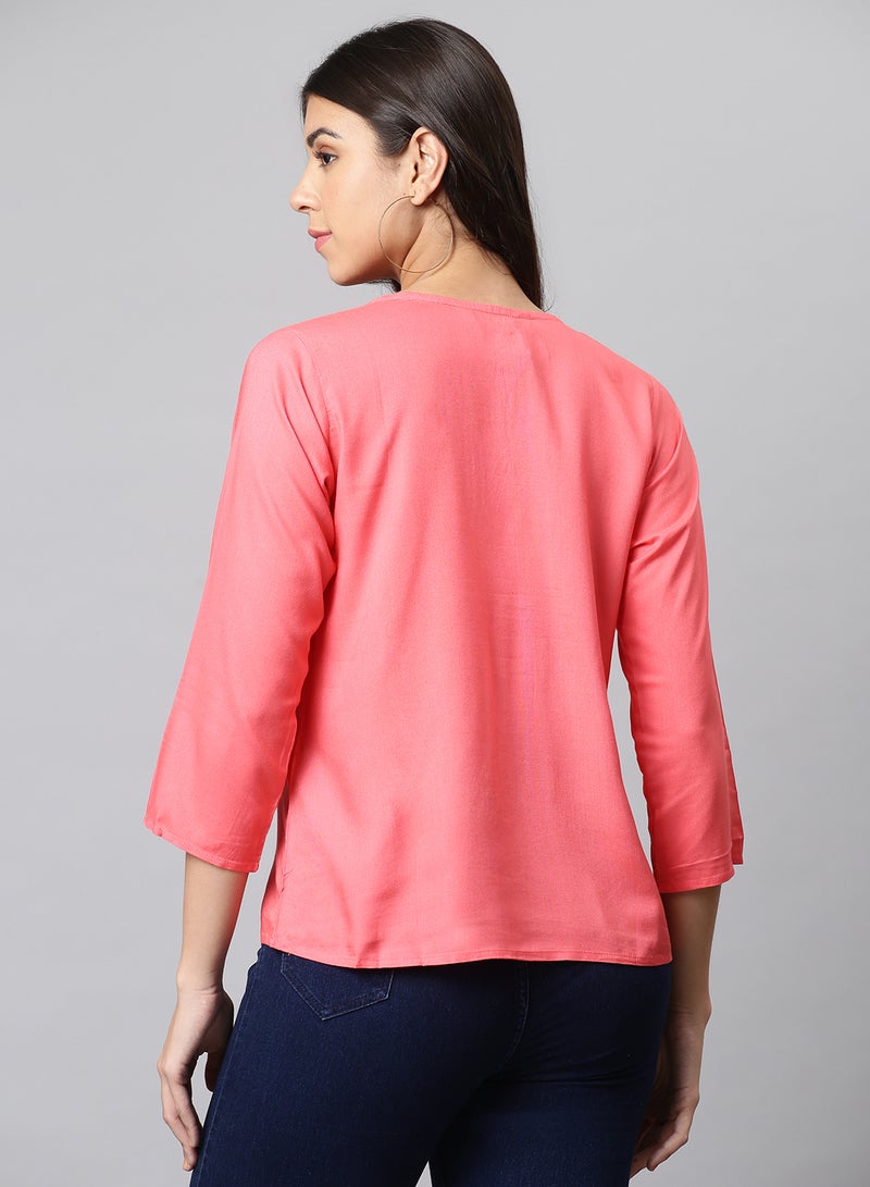 Aila Basic Casual Top Coral  - Image 2