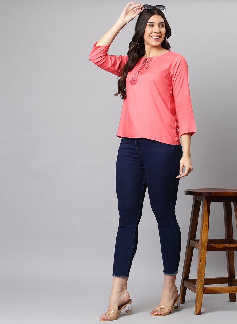 Aila Basic Casual Top Coral  - Image 3