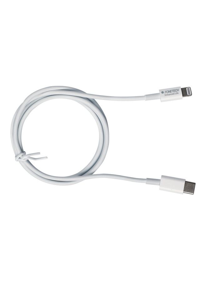 FONETECH Bridge 9V 2A USB Type C To Lighting Cable For Charging And Syncing White - Image 3