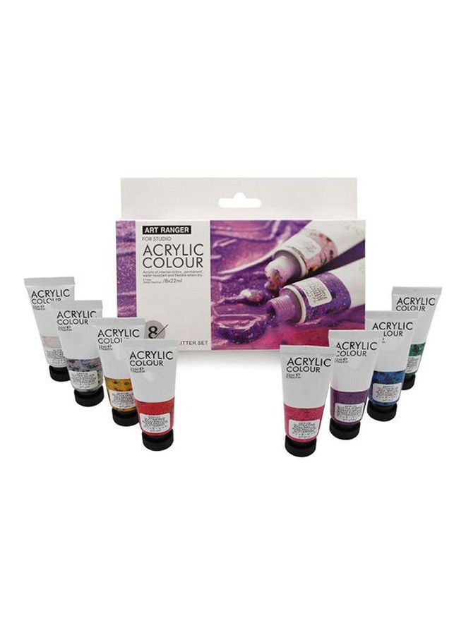ART RANGERS Acrylic Glitter Colors - Set Of 8 Tubes 22 Ml Multicolour - Image 2