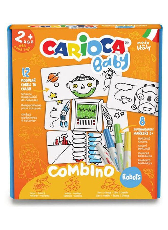 Cross Simplified Combino Puzzle For Children By 24 Months With 8 Markers Extra-Washable – Robots Multicolour