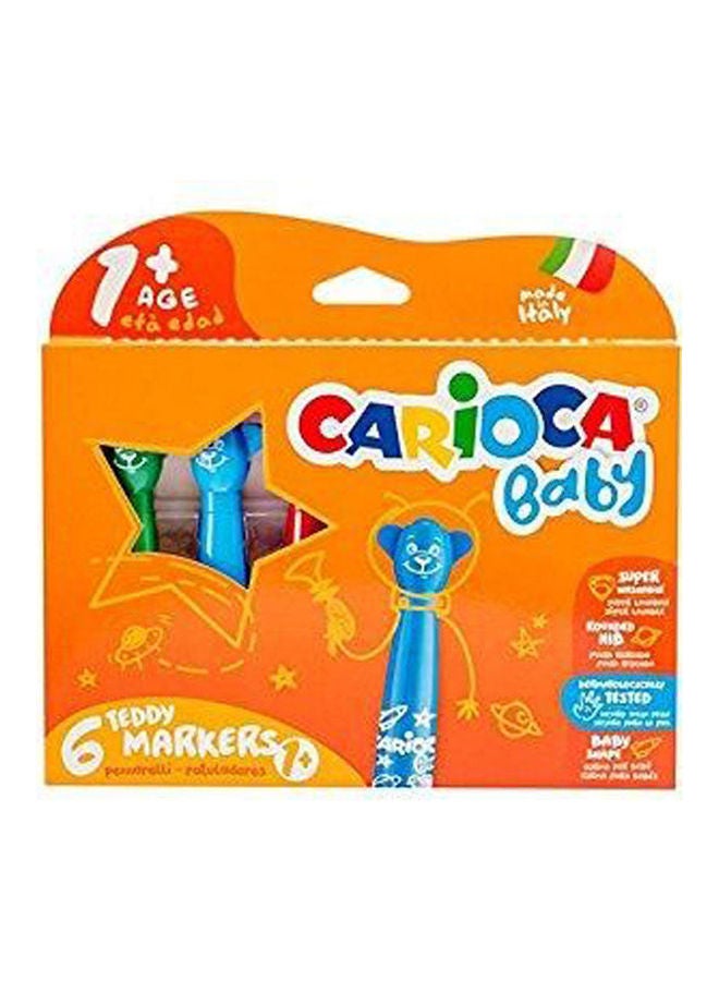 carioca Carioca Baby Teddy Marker 6 colors Felt Tip Pens Washable Childrens Kids 1+ Multicolour 